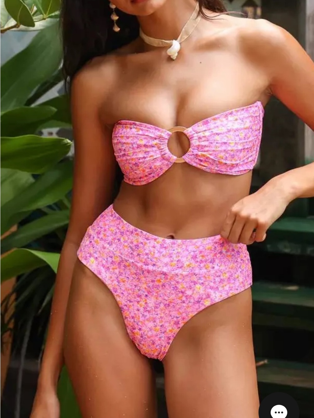 Kulani Pink Floral High-Waist cheeky bottom medium